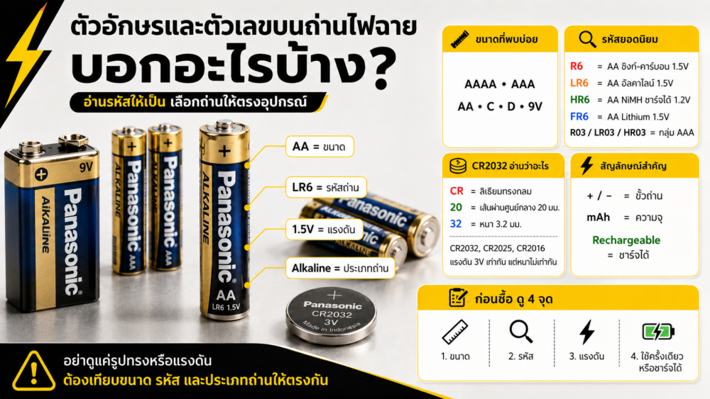 ตัวอักษรและตัวเลขบน ถ่านไฟฉาย บอกอะไรบ้าง อ่านรหัสอย่างไรให้เลือกไม่ผิด ตัวอักษรและตัวเลขบน ถ่านไฟฉาย บอกอะไรบ้าง อ่านรหัสอย่างไรให้เลือกไม่ผิด