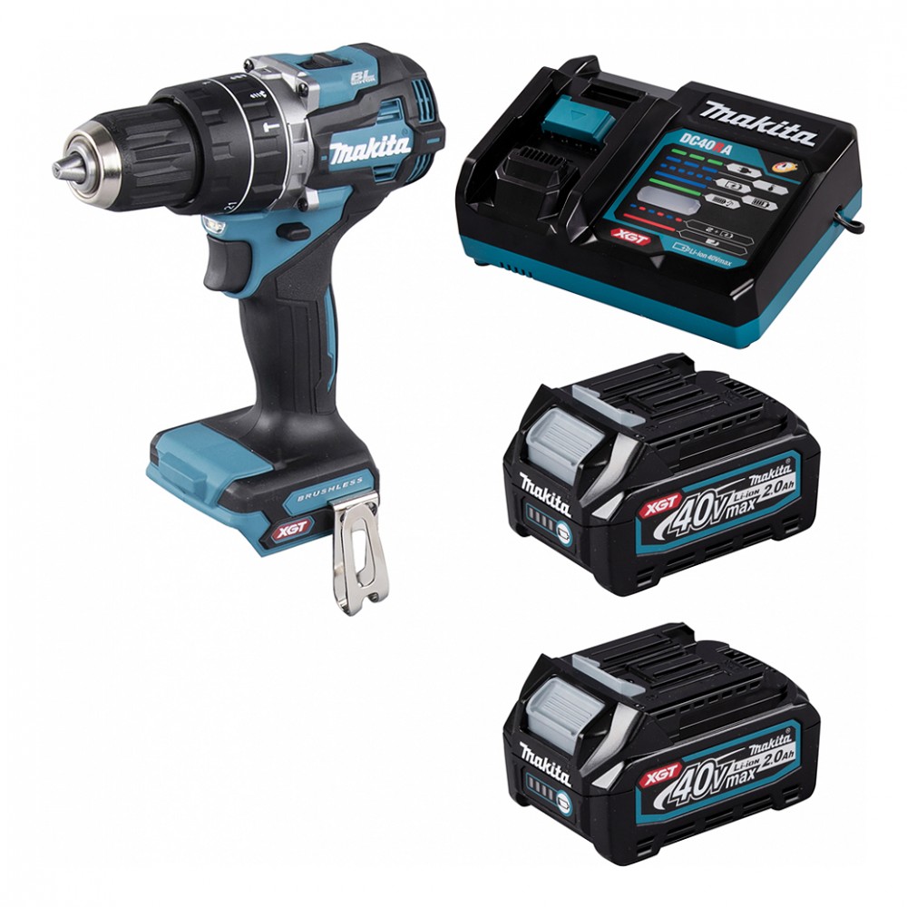ชุดสว่านกระแทกไร้สาย พร้อมแบต 2.0ah. MAKITA HP002GA201 40Vmax ขนาด 1/2 นิ้ว (13 มิล) 