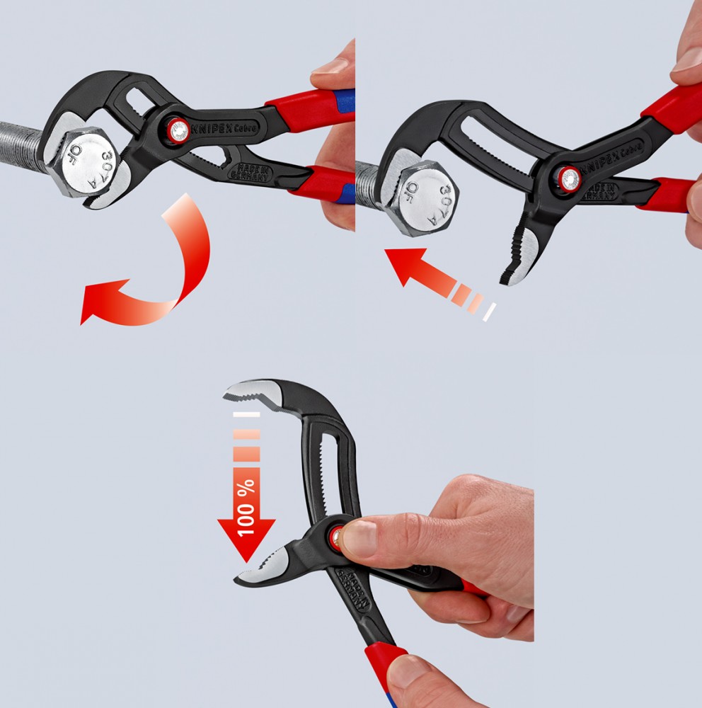 คีมคอม้า คอบบร้า KNIPEX Cobra 87 22 250 SB ขนาด 250 mm. (KNIPEX Cobra® Quick Set)