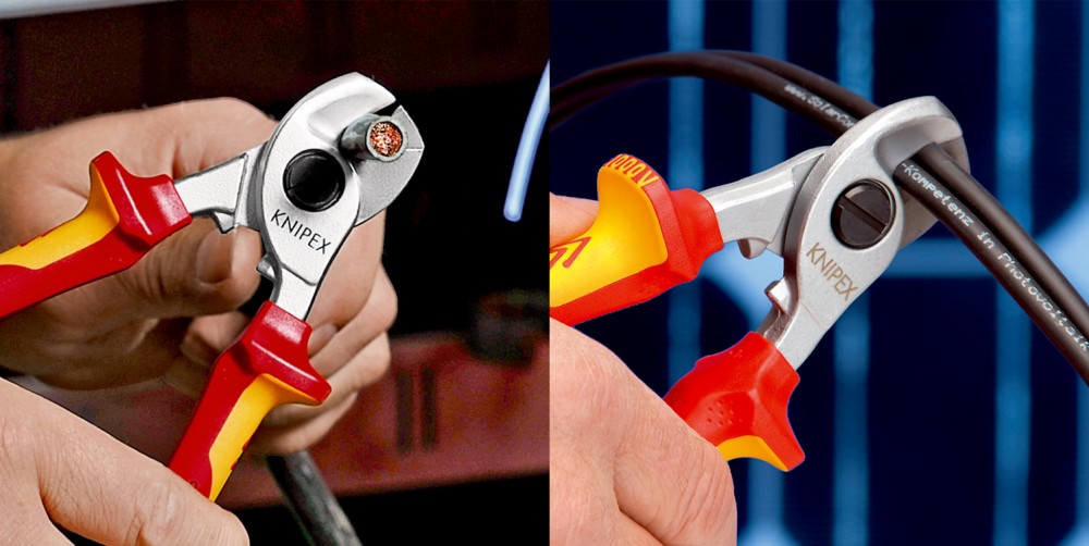 คีมตัดสายเคเบิล KNIPEX 95 26 165 SB ด้ามจับมีสปริง โครเมี่ยม ด้าม VDE