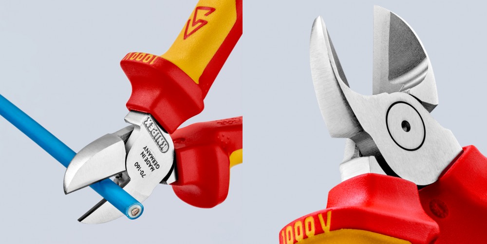 คีมตัดสายไฟ KNIPEX 70 06 160 SB โครเมี่ยม ด้าม VDE