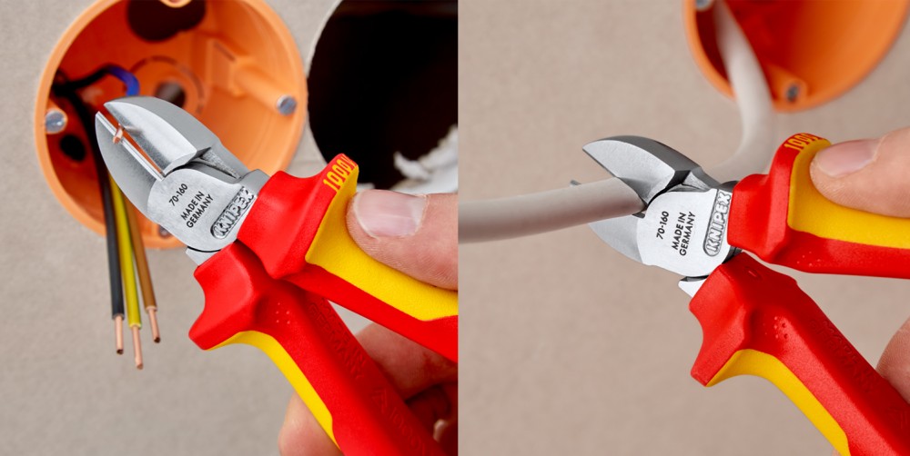 คีมตัดสายไฟ KNIPEX 70 06 160 SB โครเมี่ยม ด้าม VDE