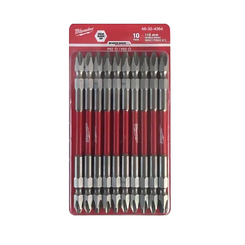 ดอกไขควง PH2 ขนาด110มม. Double Ended Milwaukee 48-32-4361D (Pack 10 ชิ้น)