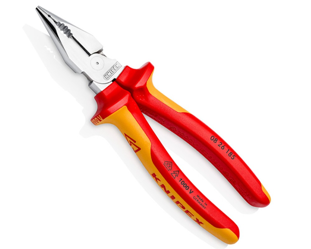 คีมปากจิ้งจก KNIPEX 08 26 185 SB ปลายแหลม โครเมี่ยม ด้าม VDE