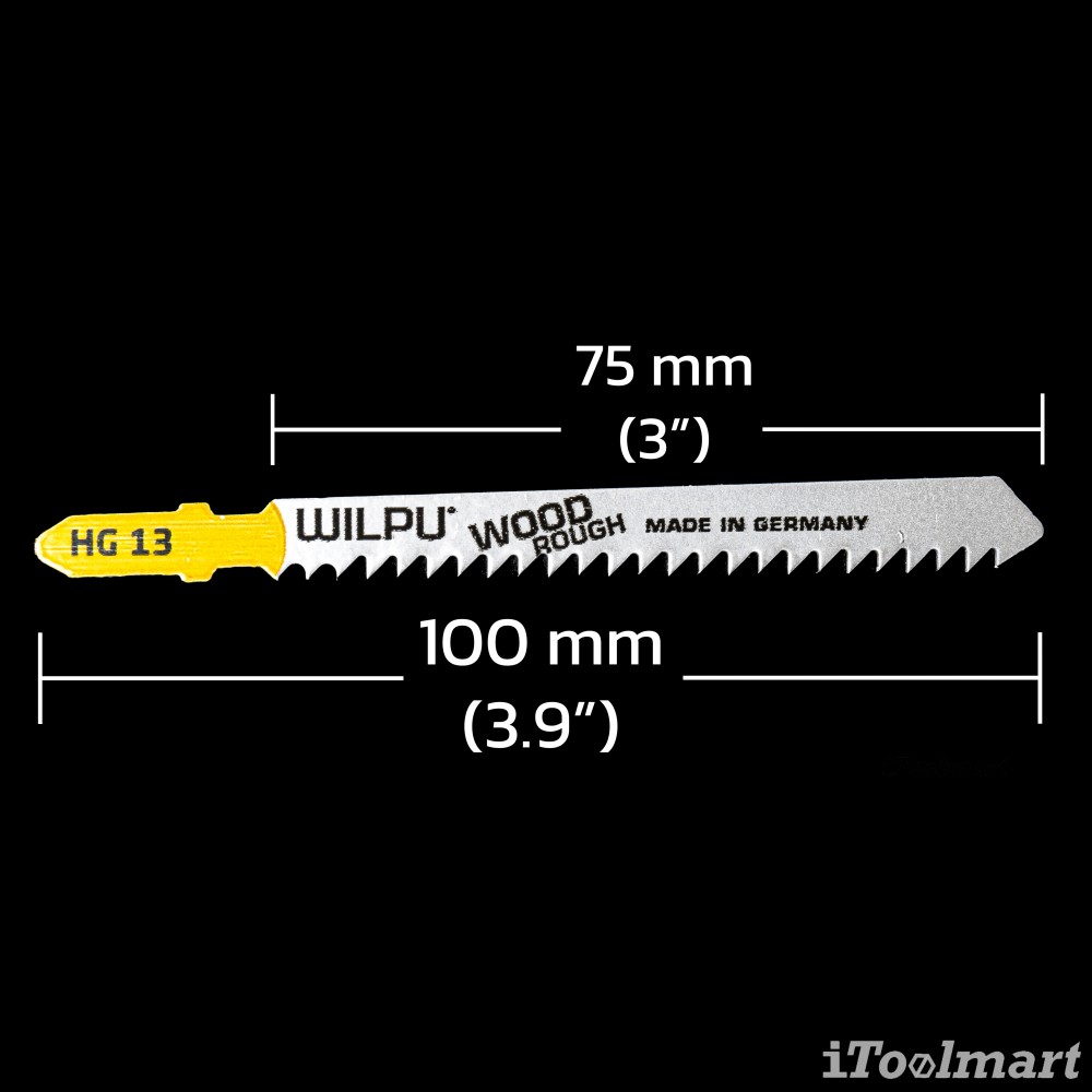 ใบเลื่อยจิ๊กซอตัดไม้ WILPU HG 13 Fast cut 4-50 mm ชุด 2 ใบ