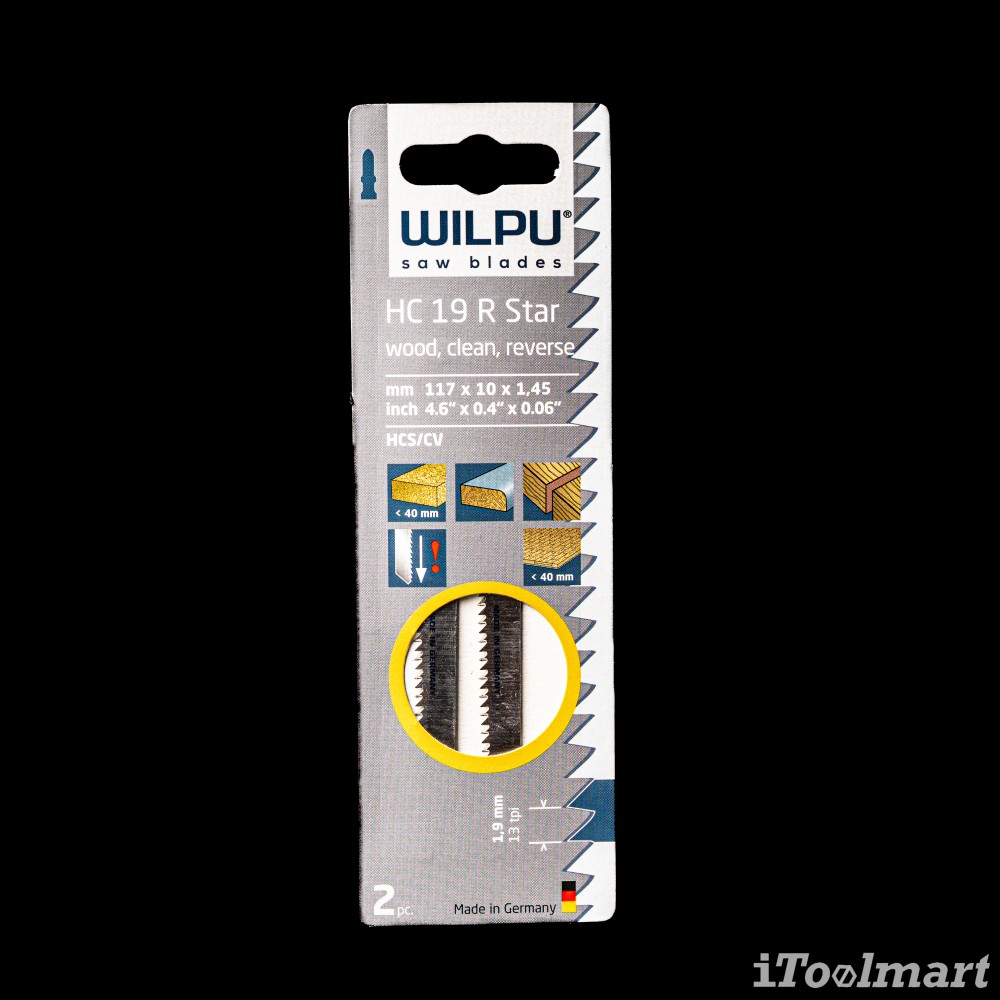 ใบเลื่อยจิ๊กซอตัดสมาร์ทบอร์ด WILPU HC 19 R Clean and durable fast cut 2-40 mm ชุด 2 ใบ