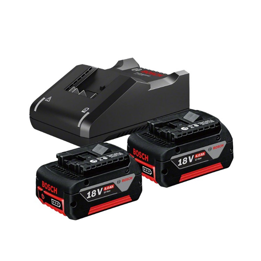 BOSCH BATTERY SET AND CHARGER 2 X GBA 18V 4.0AH + GAL 18V-40 PROFESSIONAL