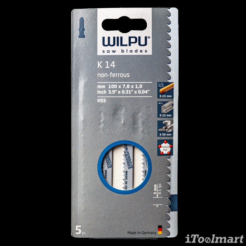 ใบเลื่อยจิ๊กซอตัดอลูมิเนียม WILPU K 14 3.0-15 mm ชุด 5 ใบ