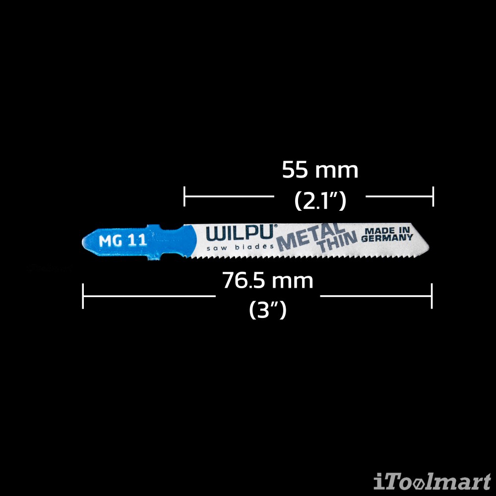 ใบเลื่อยจิ๊กซอตัดเหล็ก WILPU MG 11 Thin metal sheets 1.2-3 mm ชุด 2 ใบ