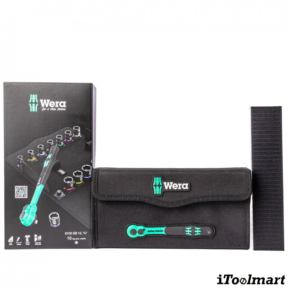 ชุดประแจ Wera 8100 SB 12 Zyklop Comfort Ratchet Set ขนาด 3/8 นิ้ว 05005530001 ชุด 16 ชิ้น