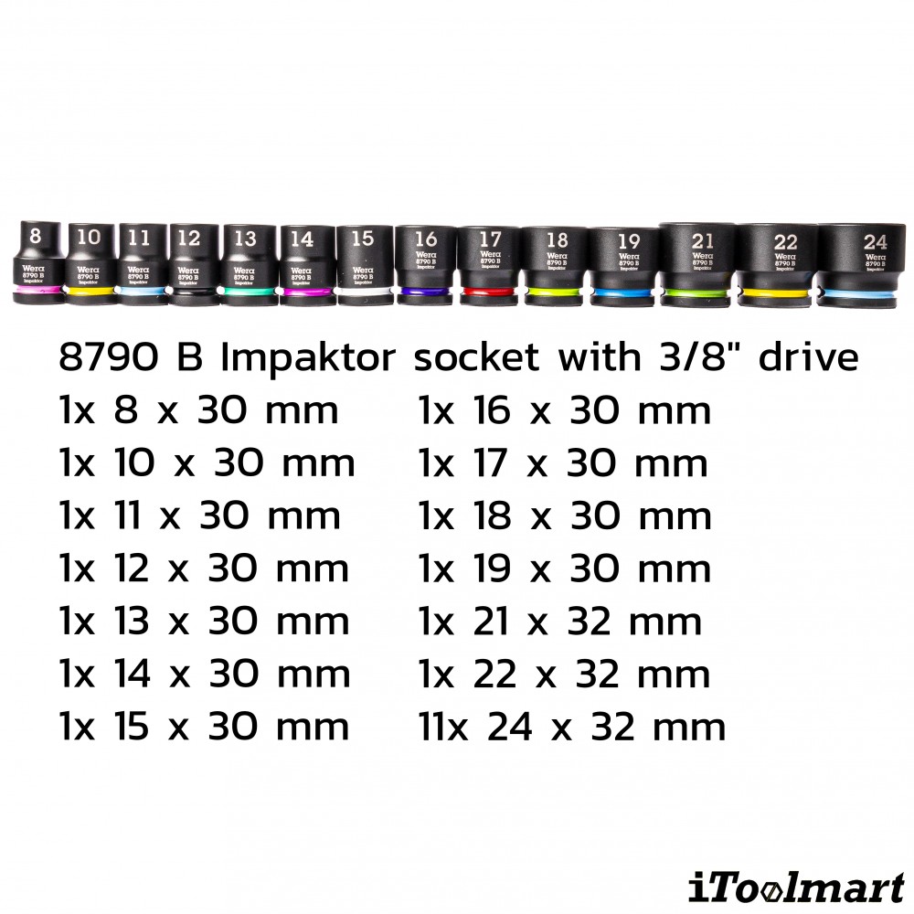 ชุดประแจ Wera 8100 SB 12 Zyklop Comfort Ratchet Set ขนาด 3/8 นิ้ว 05005530001 ชุด 16 ชิ้น