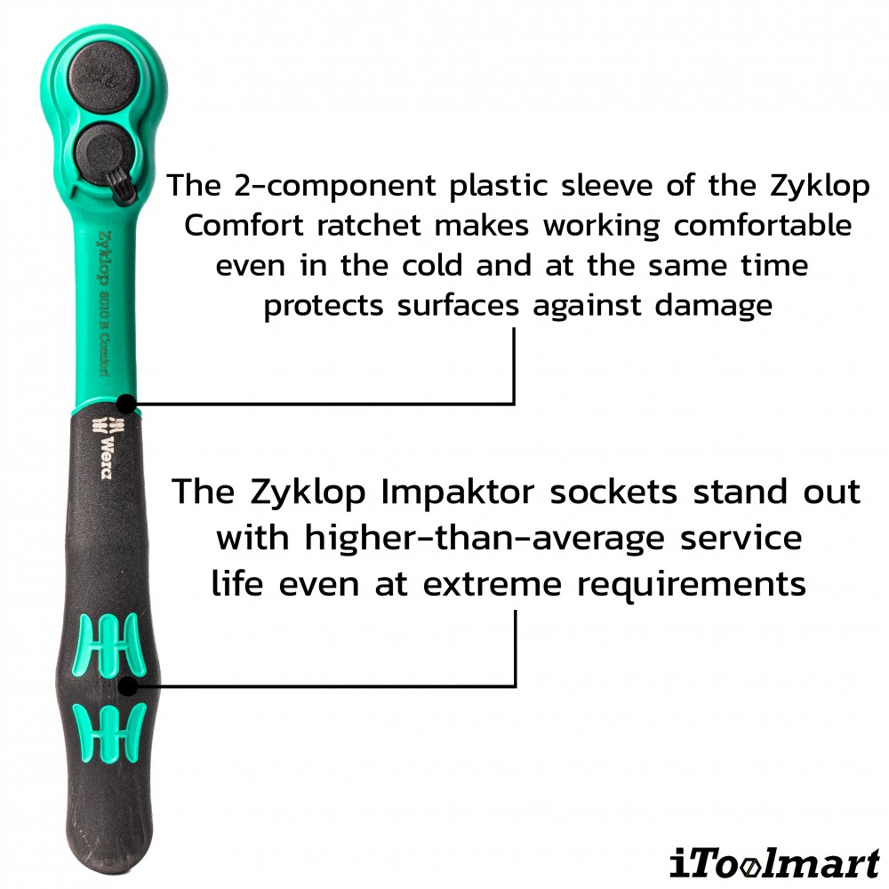 ชุดประแจ Wera 8100 SB 12 Zyklop Comfort Ratchet Set ขนาด 3/8 นิ้ว 05005530001 ชุด 16 ชิ้น