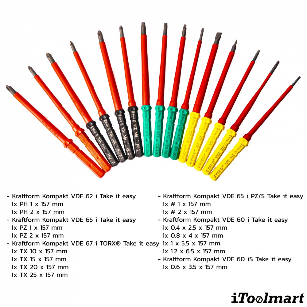 Wera Kraftform Kompakt VDE 17 Universal 1 Tool finder, 17 pieces 05006611001