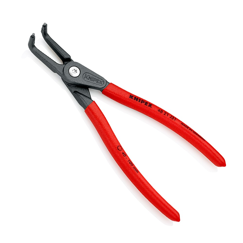 คีมถ่างแหวนปากงอ KNIPEX 48 21 J31 SB ด้ามพลาสติก 40-100 mm