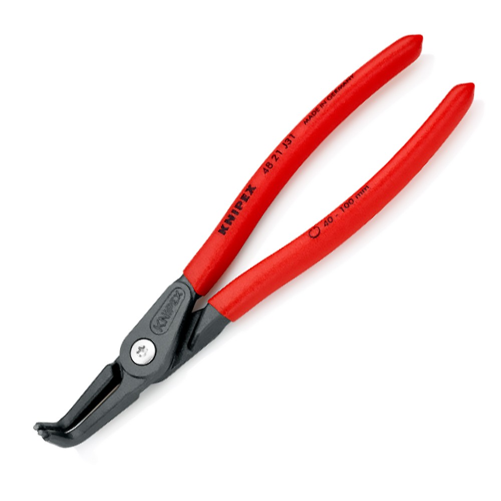 คีมถ่างแหวนปากงอ KNIPEX 48 21 J31 SB ด้ามพลาสติก 40-100 mm