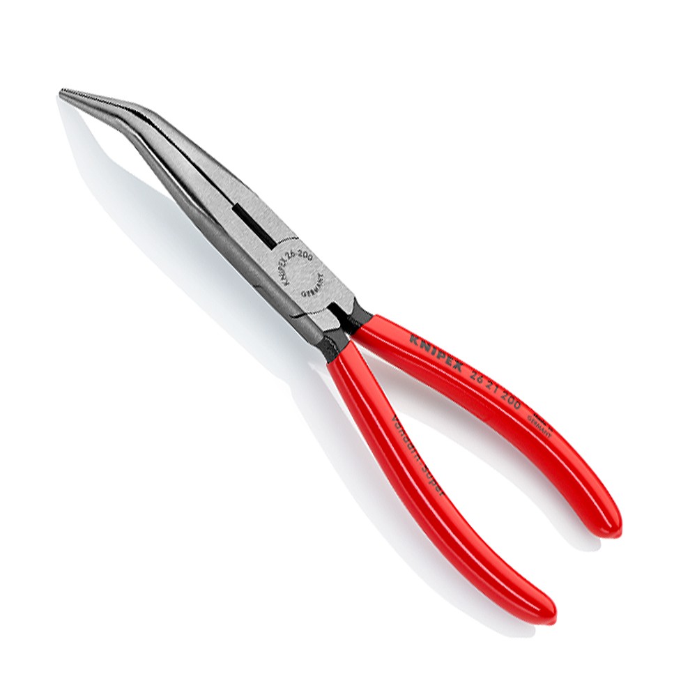 คีมปากแหลม Knipex 26 21 200 SB ด้ามพลาสติก ปากงอ