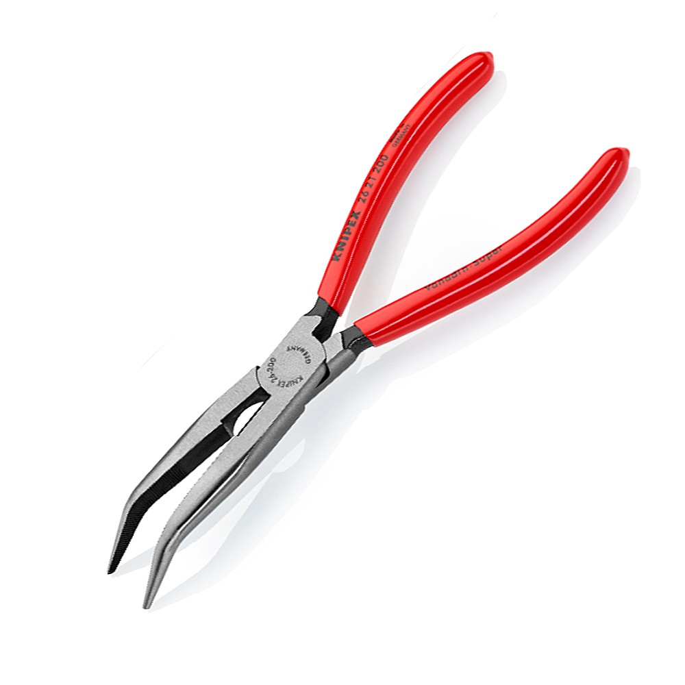 คีมปากแหลม Knipex 26 21 200 SB ด้ามพลาสติก ปากงอ