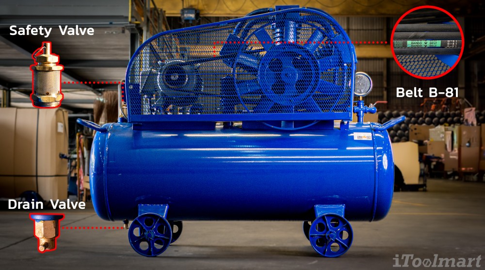 ปั๊มลมขนาดใหญ่ ปั๊มลมสายพาน PUMA PP315-PPM380V 15HP 380V. ถัง 520 ลิตร 3 ลูกสูบ