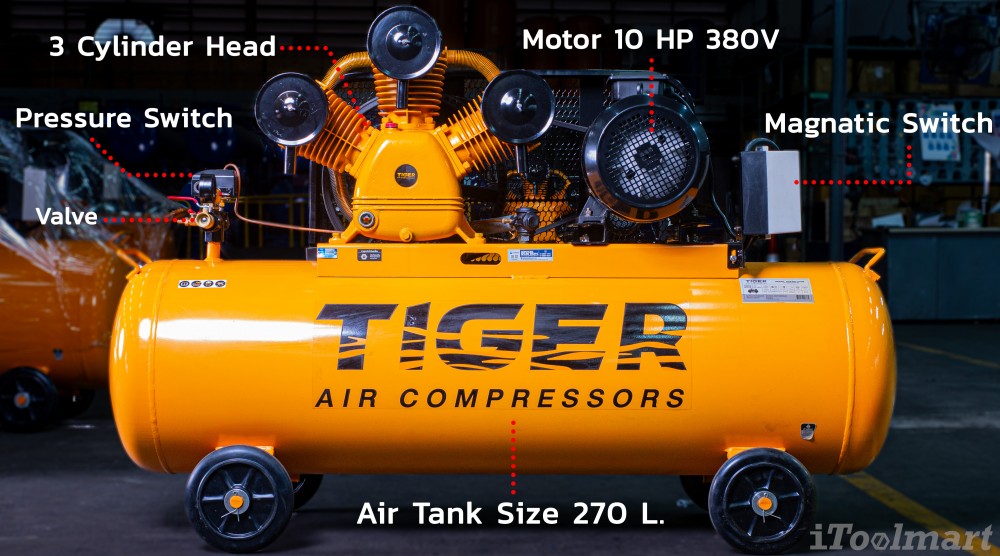 ปั๊มลมสายพาน TIGER TGA310-270M 10HP 270L (380V.)