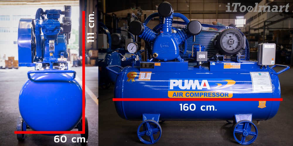 ปั๊มลมสายพาน PUMA PP35-PPM380V 260L. มอเตอร์ PUMA 5 HP (3 ลูกสูบ)