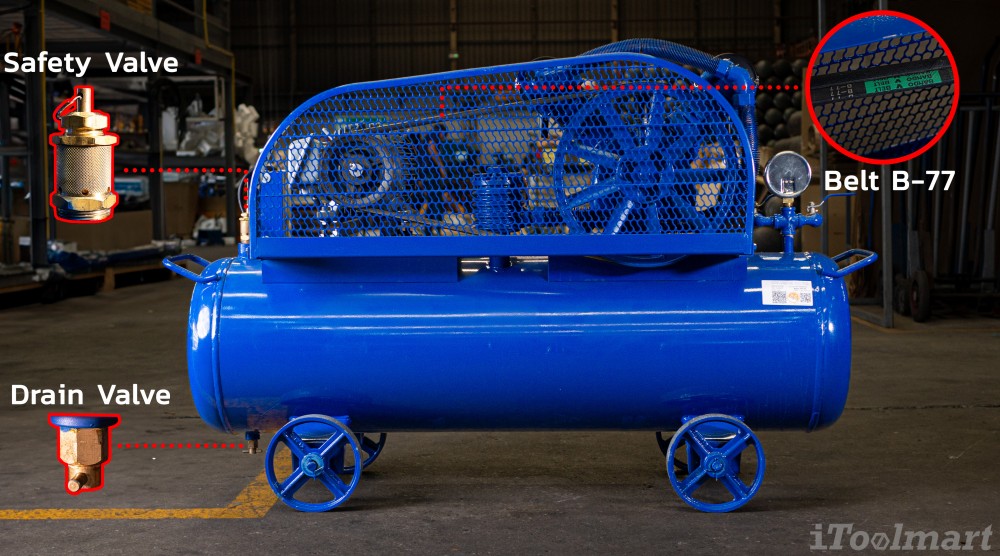 ปั๊มลมขนาดใหญ่ ปั๊มลมสายพาน PUMA PP23-PPM380V 3HP 380V ถัง 165 ลิตร 2 ลูกสูบ