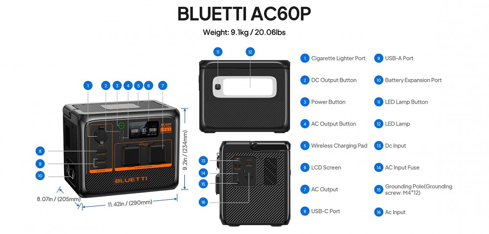 เครื่องปั่นไฟ พาวเวอร์บ๊อก BLUETTI AC60P Portable Power Station 600W 504Wh