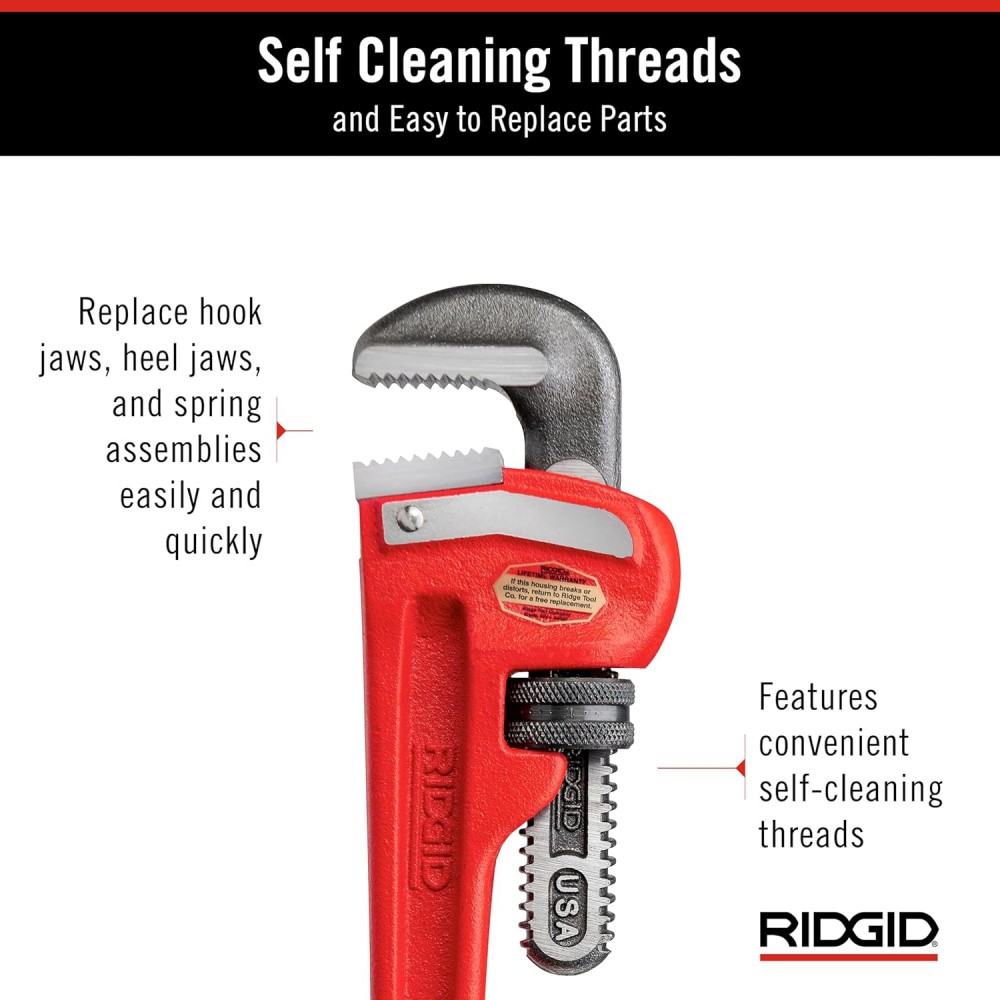 ประแจจับท่อ ปากตรง RIDGID 31015 ขนาด 12 นิ้ว (จับท่อโต 2 นิ้ว)