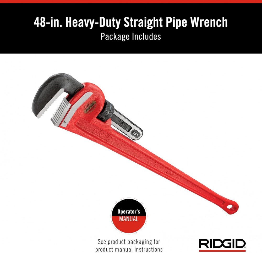 ประแจจับท่อ ปากตรง RIDGID 31040 ขนาด 48 นิ้ว (จับท่อสูงสุด 6 นิ้ว)