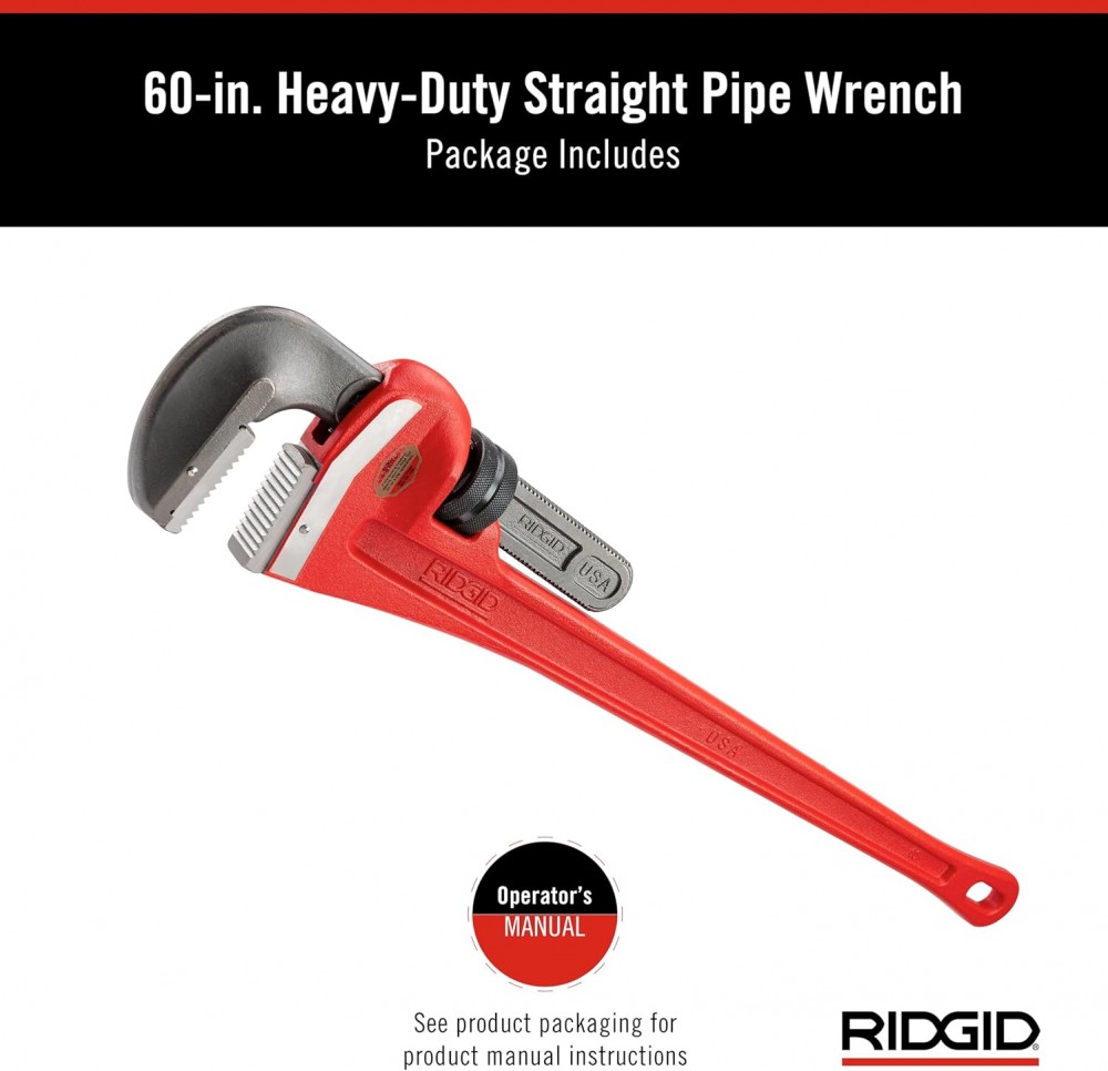 ประแจจับท่อ ปากตรง RIDGID 31045 ขนาด 60 นิ้ว (จับท่อสูงสุด 8 นิ้ว)