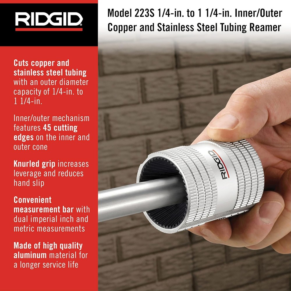 รีมเมอร์ลบคมท่อนอก-ใน RIDGID 29983 #223S ขนาด 6-32 มม. สำหรับท่อสแตนเลส