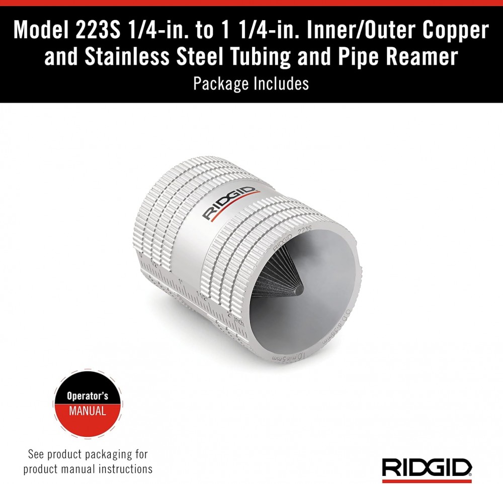 รีมเมอร์ลบคมท่อนอก-ใน RIDGID 29983 #223S ขนาด 6-32 มม. สำหรับท่อสแตนเลส
