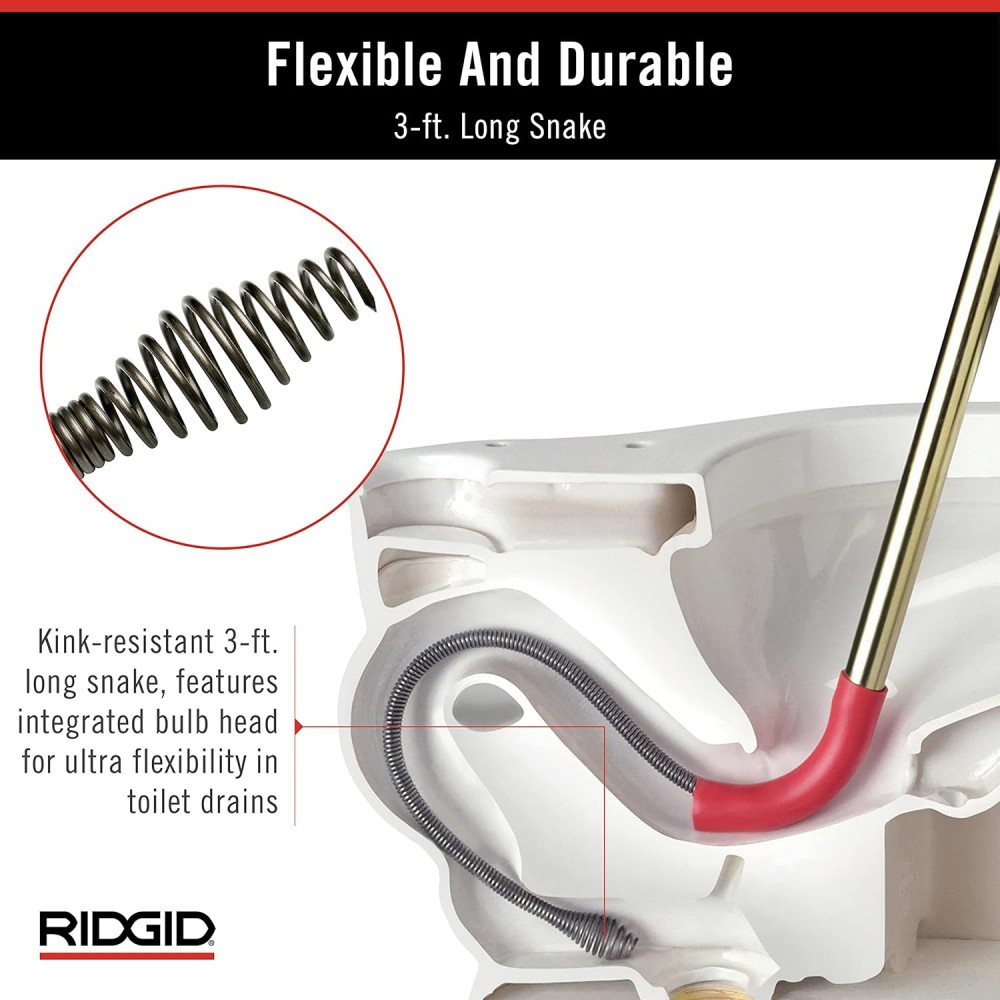เครื่องมือล้างชักโครก เครื่องมือทะลวงท่อ RIDGID K3 (59787) แบบมือหมุน ความยาว 3 ฟุต