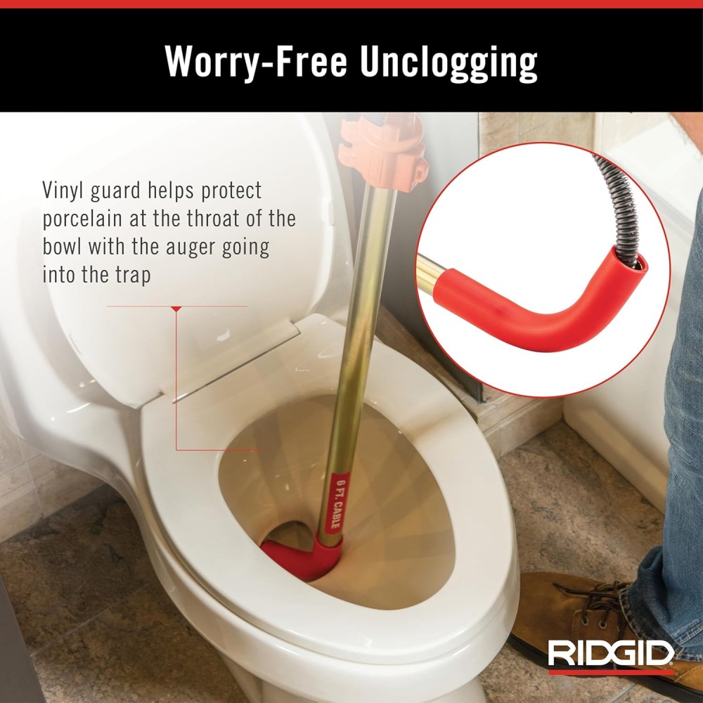 เครื่องมือล้างชักโครก เครื่องมือทะลวงท่อ RIDGID K-6P (56658) ความยาว 6 ฟุต ใช้กับสว่านไฟฟ้าได้