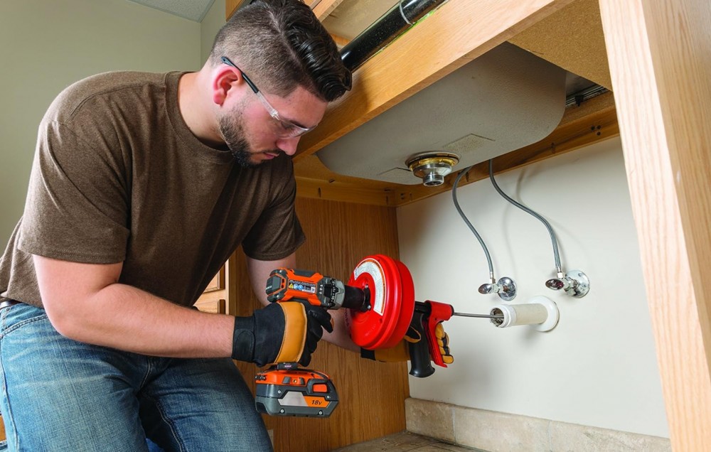 เครื่องล้างท่อแบบมือถือ RIDGID 57043 POWER SPIN+ ขนาด 1.1/2 นิ้ว ความยาวสาย 25 ฟุต