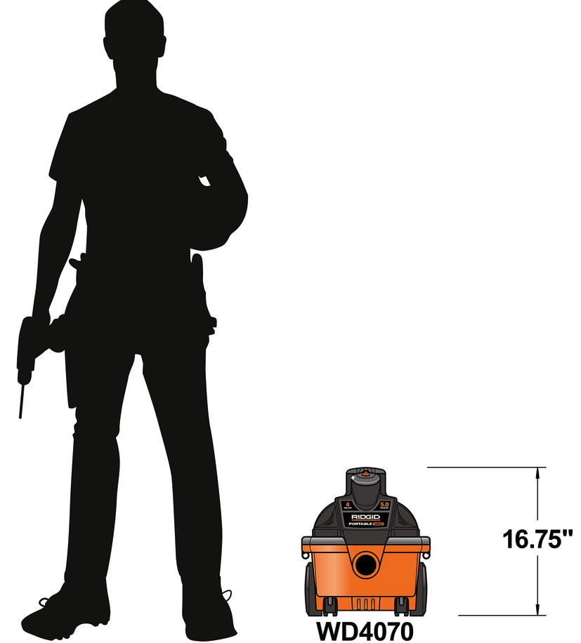 เครื่องดูดฝุ่น-ดูดน้ำ RIDGID WD4070EX (31658) ขนาด 4 แกลลอน ความจุ 15 ลิตร