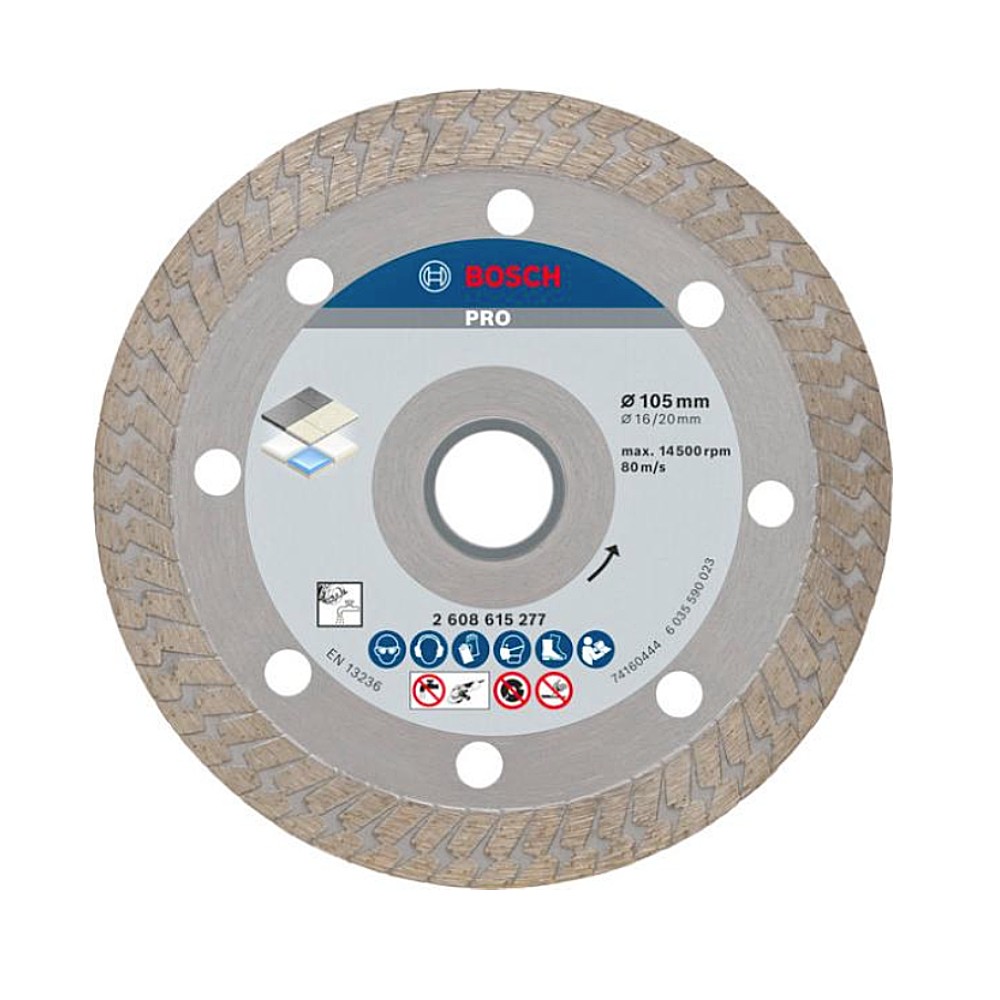 ใบตัดเพชร 4 นิ้ว BOSCH PRO Hard Ceramic Diamond Cutting Disc ขนาด 105 x 16/20 มม.