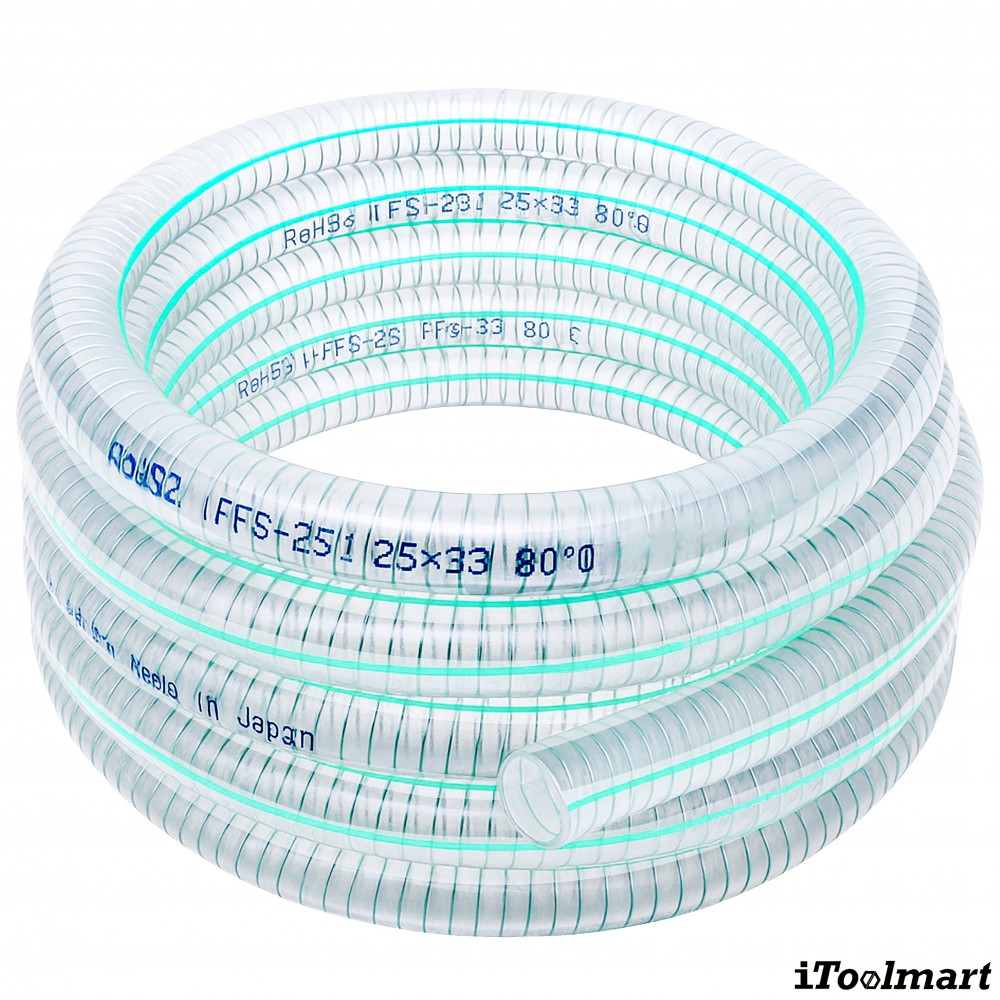 สายยางฟู้ดเกรด ETFE TOYOX FFS 38 สายดูดอาหารลวดสปริงทนสารเคมี ขนาด 1 1 2 นิ้ว ม้วน 20 เมตร