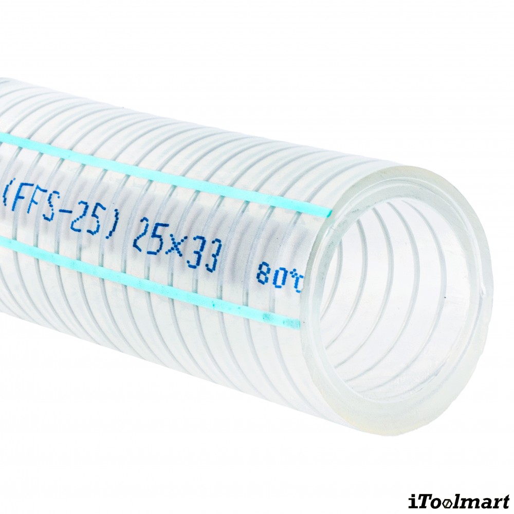 สายยางฟู้ดเกรด ETFE TOYOX FFS 32 สายดูดอาหารลวดสปริงทนสารเคมี ขนาด 1 1 4 นิ้ว 1 เมตร