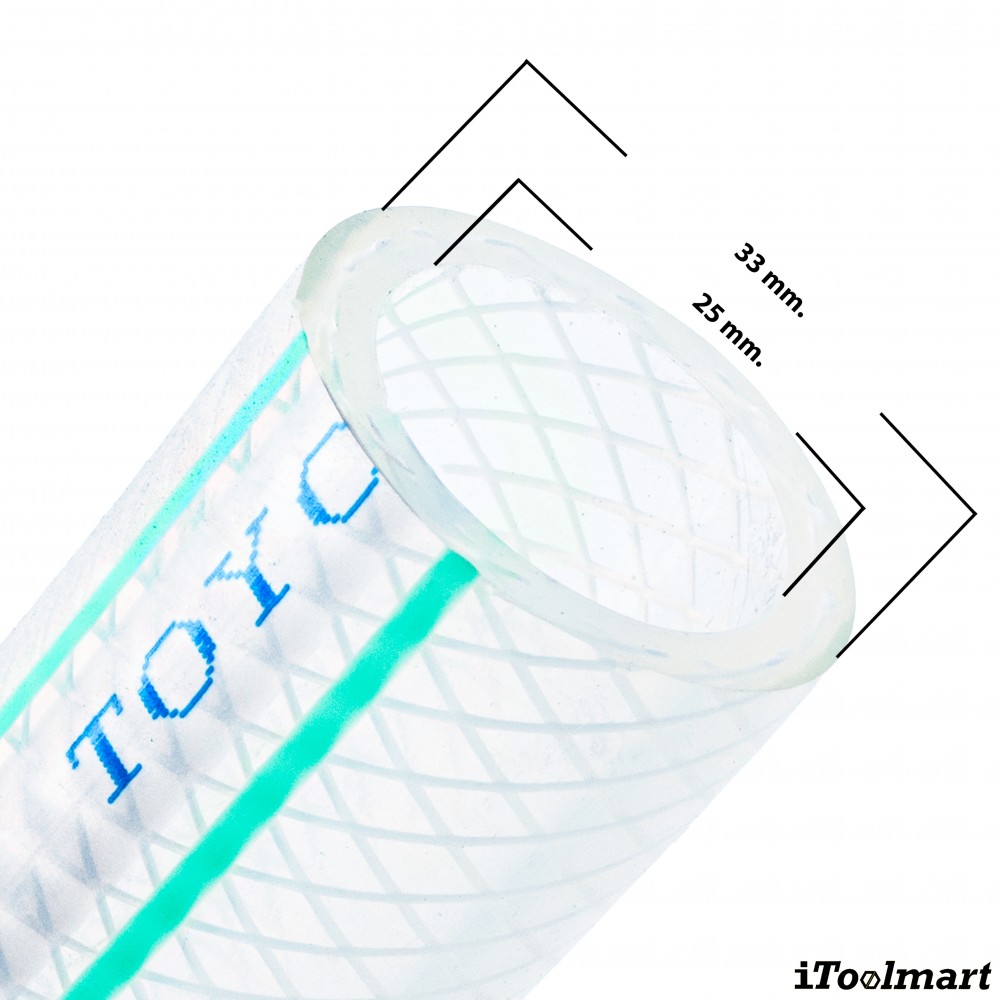 สายยางฟู้ดเกรด ETFE TOYOX FF 25 สายทนเคมีด้ายโพลีเอสเตอร์ถัก ขนาด 1 นิ้ว ม้วน 20 เมตร