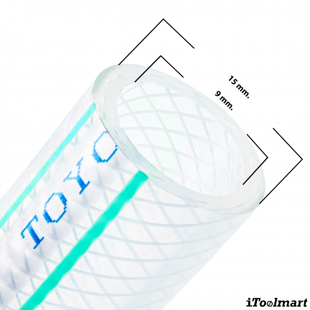 สายยางฟู้ดเกรด ETFE TOYOX FF 9 สายทนเคมีด้ายโพลีเอสเตอร์ถัก ขนาด 3 8 นิ้ว 1 เมตร