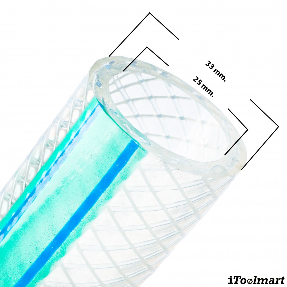 สายยางฟู้ดเกรด PVC TOYOX HTF 25 สายอาหารอเนกประสงค์ด้ายโพลีเอสเตอร์เอ็นถัก ขนาด 1 นิ้ว 1 เมตร
