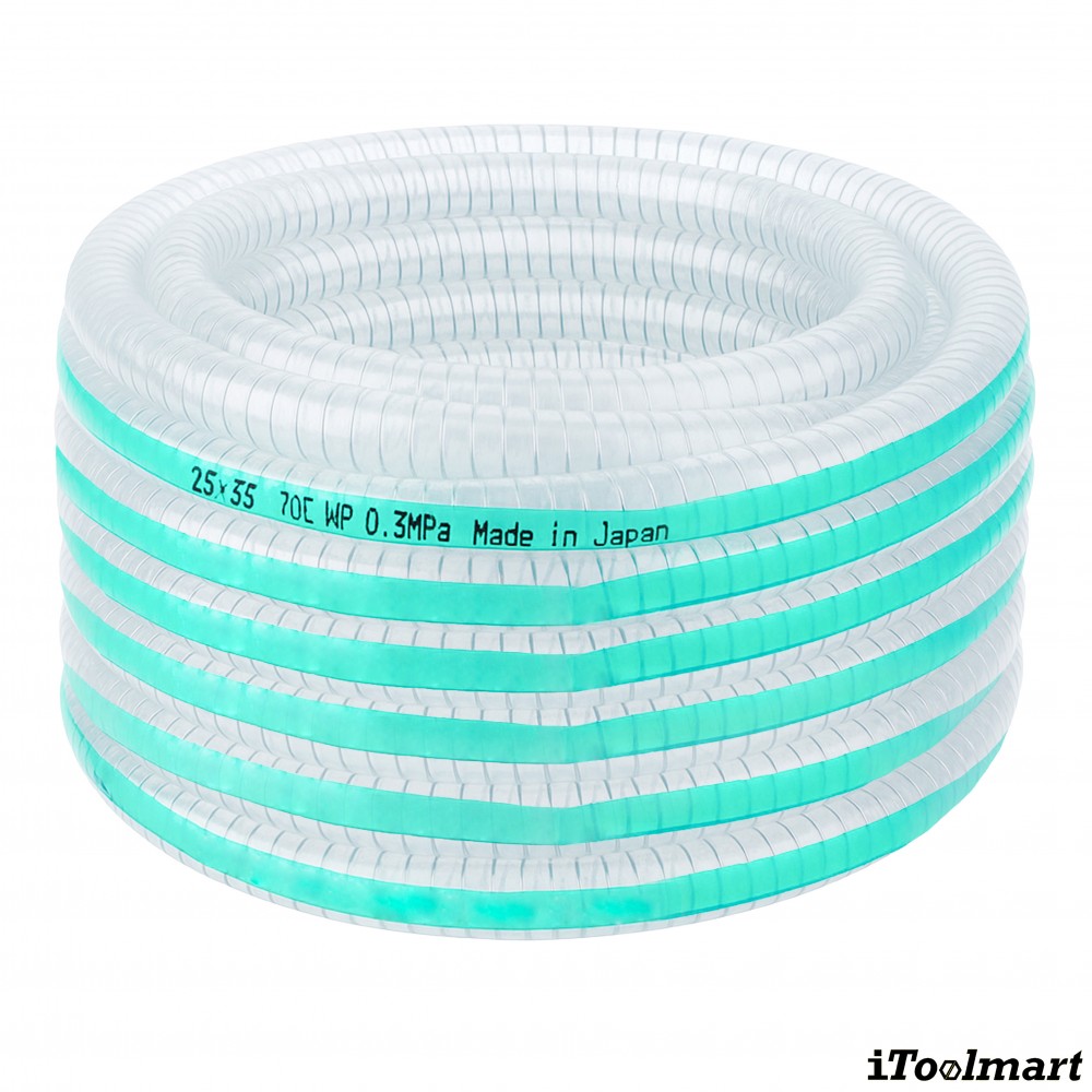 สายยางฟู้ดเกรด PVC TOYOX TFS สายดูดอาหารอเนกประสงค์ลวดสปริง ขนาด 1 เมตร   ม้วน 50 เมตร