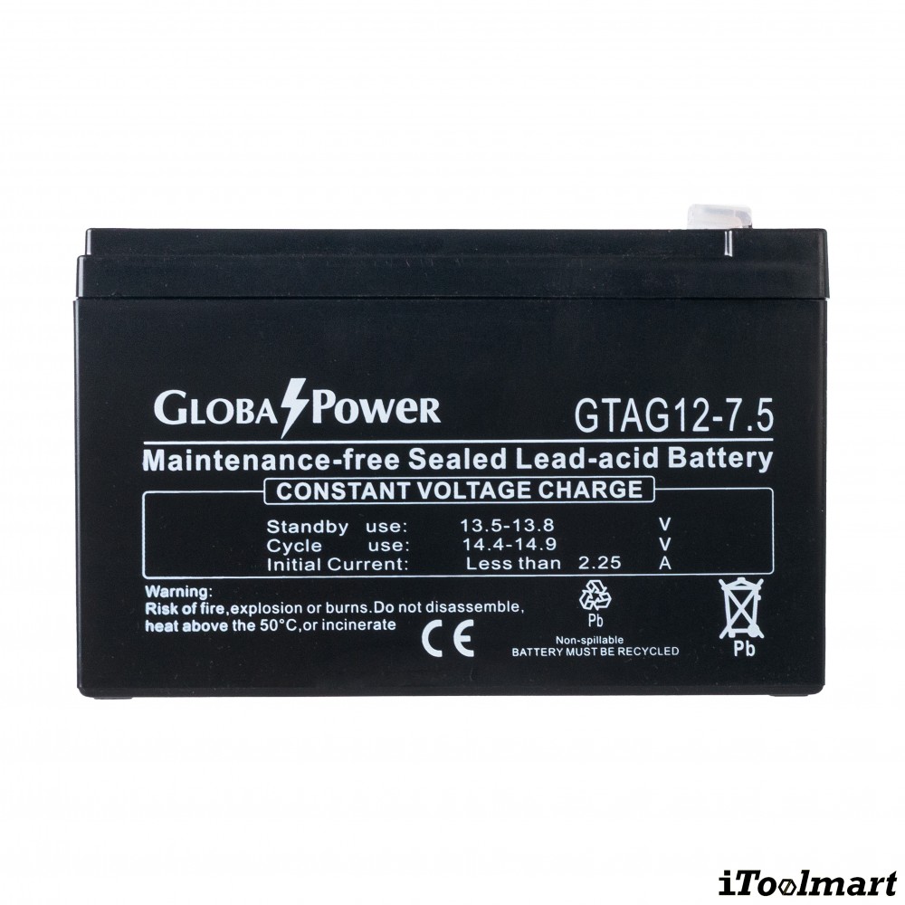 แบตเตอรี่แห้ง GLOBAL POWER GTAG 12 7 5 12V 7 5Ah AGM SERIES