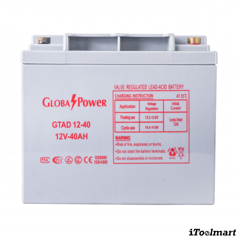 แบตเตอรี่โซล่าเซลล์ GLOBAL POWER GTAD 12 40 12V 40Ah DC SERIES