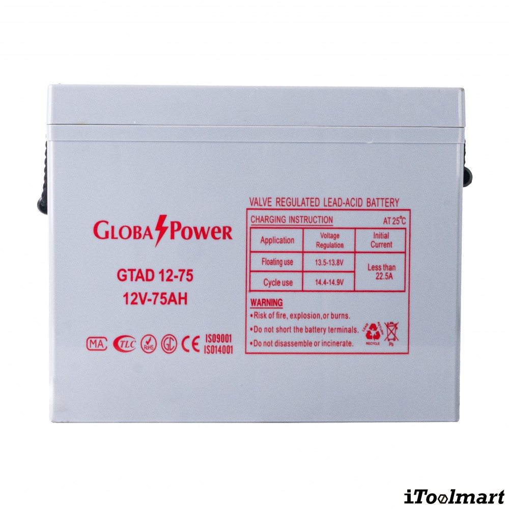 แบตเตอรี่โซล่าเซลล์ GLOBAL POWER GTAD 12 75 12V 75Ah DC SERIES