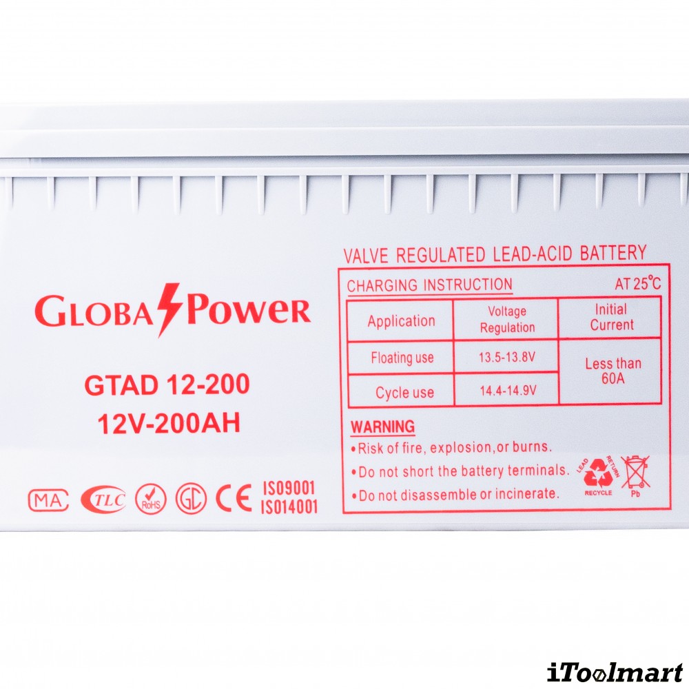 แบตเตอรี่โซล่าเซลล์ GLOBAL POWER GTAD 12 200 12V 200Ah DC SERIES