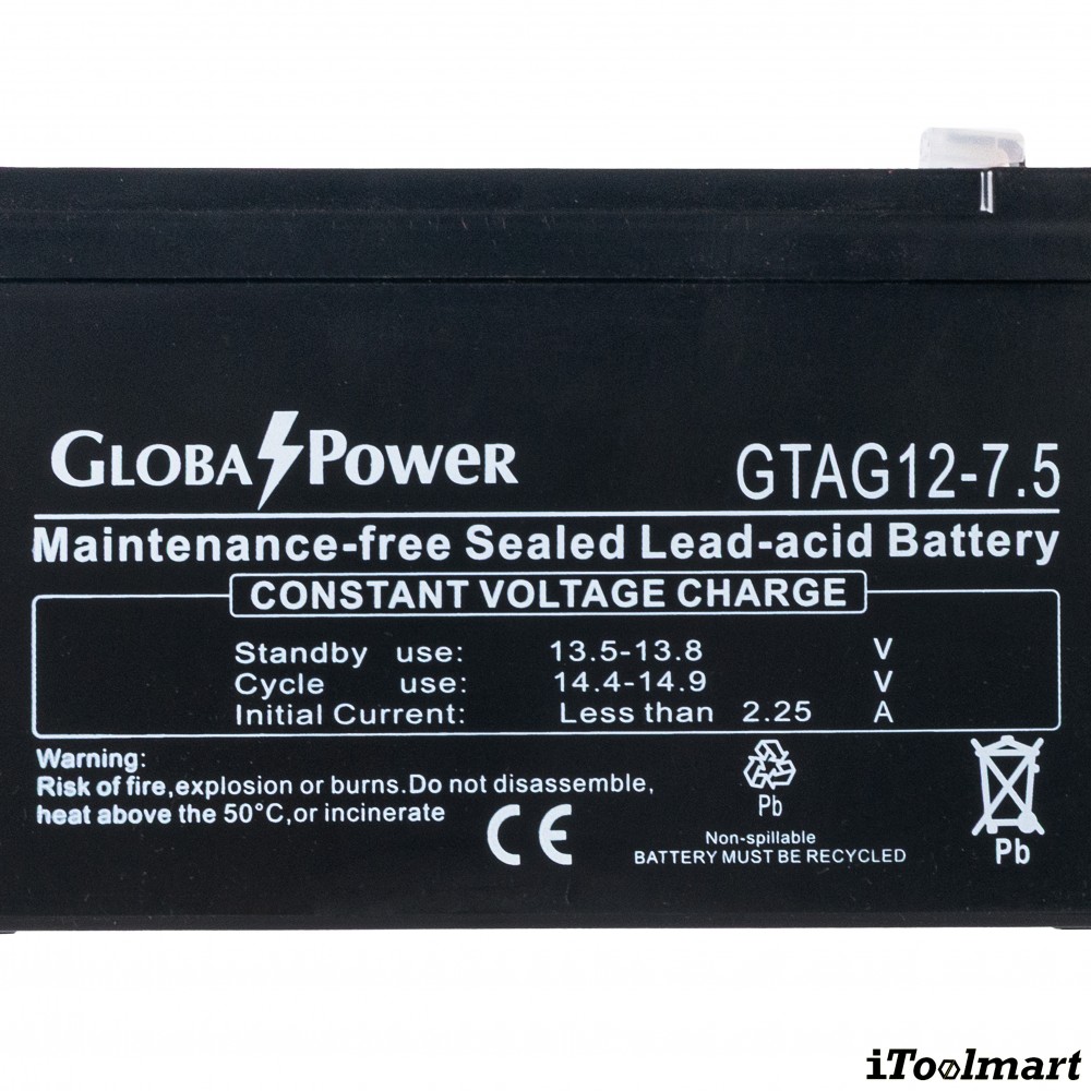 แบตเตอรี่แห้ง GLOBAL POWER GTAG 12 7 5 12V 7 5Ah AGM SERIES