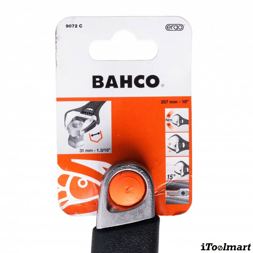 ประแจเลื่อน BAHCO 9072C ขนาด 10 นิ้ว ชุบโครเมียม ด้ามจับหุ้มด้วย Thermoplastic Elastomer