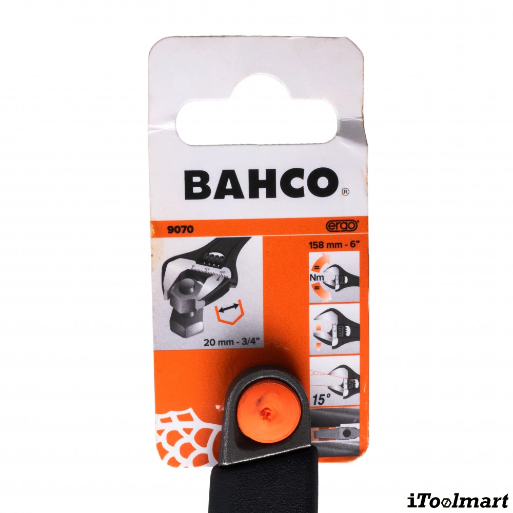 ประแจเลื่อน BAHCO 9070 ขนาด 6 นิ้ว ด้ามจับหุ้มด้วย Thermoplastic Elastomer