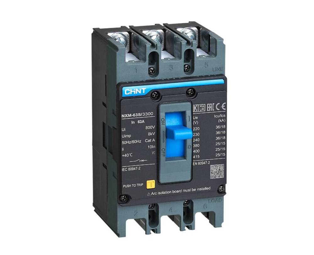 เซอร์กิตเบรกเกอร์ CHINT NXM 63S 3300 25A  25kA  63AF แรงดัน 380 โวลต์ กระแส 25 แอมป์
